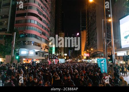 Hongkong-11.08.2019:die Volksversammlung für die Verteidigung ihrer Freiheiten und Rechte Stockfoto