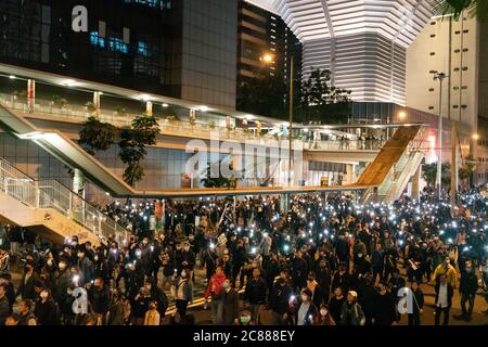 Hongkong-11.08.2019:die Volksversammlung für die Verteidigung ihrer Freiheiten und Rechte Stockfoto