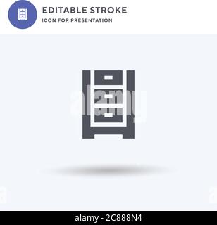 Kommode Symbolvektor, gefülltes flaches Schild, solides Piktogramm isoliert auf weiß, Logo-Illustration. Symbol für Kommode zur Präsentation. Stock Vektor