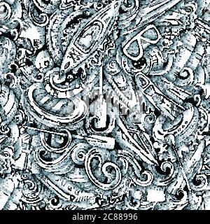 Wasser extreme Sport Vektor Hand gezeichnet doodles nahtlose Muster. Stock Vektor