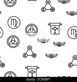 Mystic Symbol Werkzeug Vektor Nahtloses Muster Stock Vektor