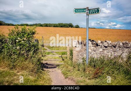 John Muir Way Wegweiser in East Lothian, Schottland, Großbritannien. Stockfoto