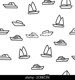Yacht Marine Transport Vektor Nahtloses Muster Stock Vektor