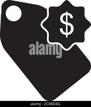 Preisschild und Geld Siegel Symbol über weißem Hintergrund, Silhouette Stil, Vektor-Illustration Stock Vektor