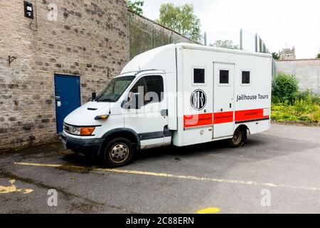 Shepton Mallet Prison Tours Van, Shepton Mallet, Somerset, England, Großbritannien. Stockfoto