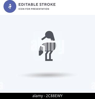 Rot gekrönter Kranich Icon Vektor, gefüllt flaches Zeichen, solides Piktogramm isoliert auf weiß, Logo Illustration. Rot gekrönter Kranich Ikone für Präsentation. Stock Vektor