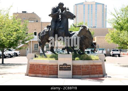 Statue von John Simpson Chisum 'Cattle King of the Pecos', Roswell, New Mexico, USA 2015 Stockfoto