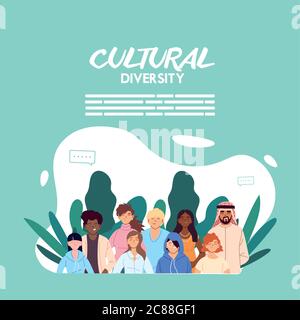 Frauen und Männer Cartoons mit Blättern Design, Kultur und Freundschaft Vielfalt Thema Vektor Illustration Stock Vektor