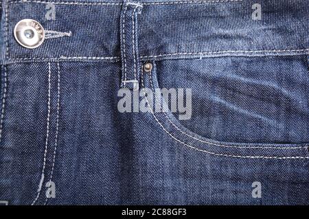 Nahaufnahme der blauen Jeans Denim-Textur Stockfoto