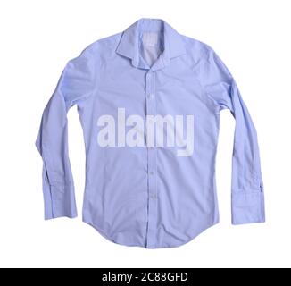 Blaue Herren Shirts isoliert auf weiß Stockfoto