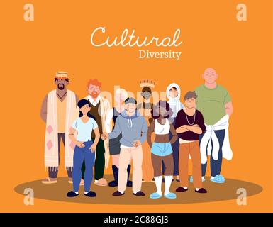 Frauen und Männer Cartoons Design, Kultur und Freundschaft Vielfalt Thema Vektor Illustration Stock Vektor