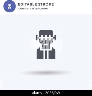 Frankenstein Icon Vektor, gefüllt flaches Zeichen, solides Piktogramm isoliert auf weiß, Logo-Illustration. Frankenstein-Ikone zur Präsentation. Stock Vektor