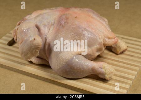 Rohes Hühnerkarasch, Huhn. Zwiebel, Zitrone, Pilze, Knoblauch, Rosmarin Stockfoto