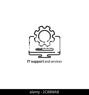 Technische Unterstützung, Computer-Reparatur-Service-Symbol. Vektor auf isoliertem weißem Hintergrund. EPS 10. Stock Vektor