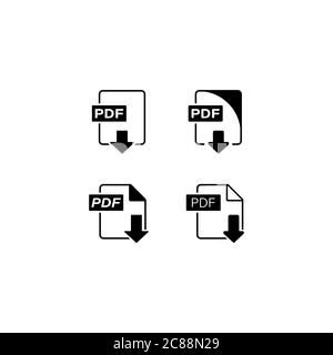Symbol für die Schaltfläche zum Herunterladen von PDF-Dateien. Vektor auf isoliertem weißem Hintergrund. EPS 10. Stock Vektor