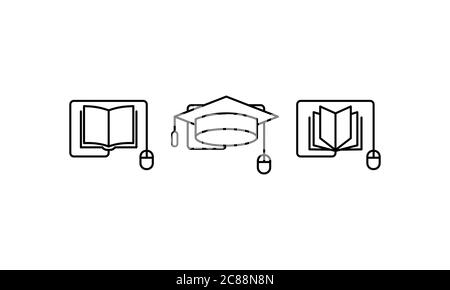 Fernunterricht, E-Books-Symbol. Online-Graduiertenkonzept. Vektor auf isoliertem weißem Hintergrund. EPS 10. Stock Vektor