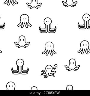 Octopus Ocean Mollusk Vektor Nahtloses Muster Stock Vektor