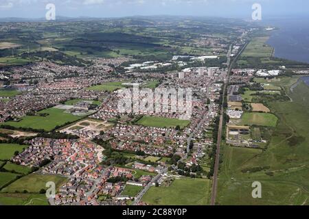 Luftaufnahme von Pentre Ffwrndan und Flint, Flintshire, Nordwales Stockfoto