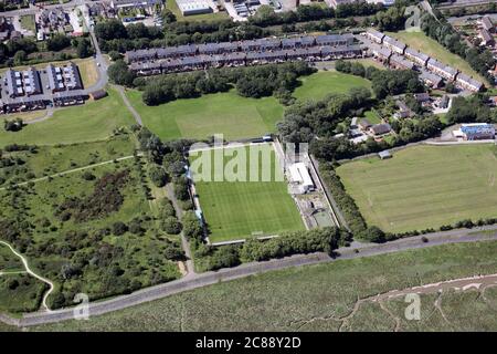 Luftaufnahme von Flint Town United FC, Nord Wales Stockfoto