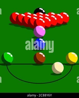 Snooker-Ball, der auf dem Snooker-Tisch steht. Stock Vektor