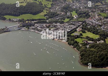 Luftaufnahme von Conwy oder Conway, North Wales Stockfoto