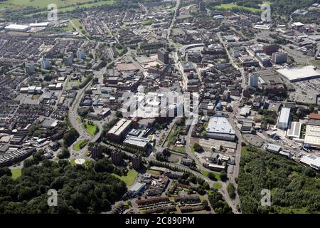 Luftaufnahme von Stoke im Trent Stadtzentrum, Staffordshire Stockfoto