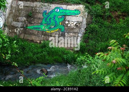 Lustige Krokodil Graffiti;Sofia;Bulgarien; Stockfoto