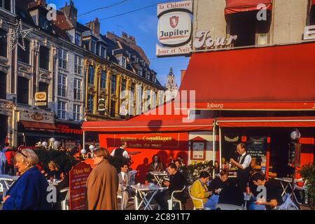 Brasserie La Chicorée und Place Rihour, Nord-Pas de Calais, Flandern, Frankreich Stockfoto