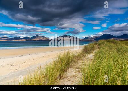 Dies ist Luskentire Strand auf der Isle of Harris, äußere Hebriden, Schottland, Großbritannien Stockfoto