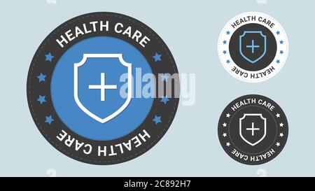 Illustration für Stempel im Gesundheitswesen. Stoppen Sie das Coronavirus. Symbol für Vektorzertifikat. Vektor-Kombination für flache Stil Zertifikat. Stock Vektor