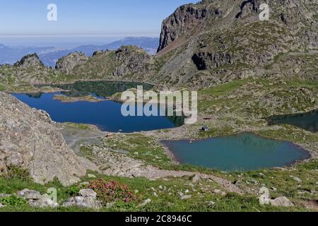 Landschaft der drei Seen in Chamousse Stockfoto