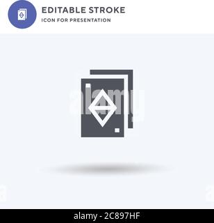 Kartenspiel-Symbolvektor, gefülltes flaches Zeichen, solides Piktogramm isoliert auf Weiß, Logo-Illustration. Kartenspiel-Symbol für Präsentation. Stock Vektor