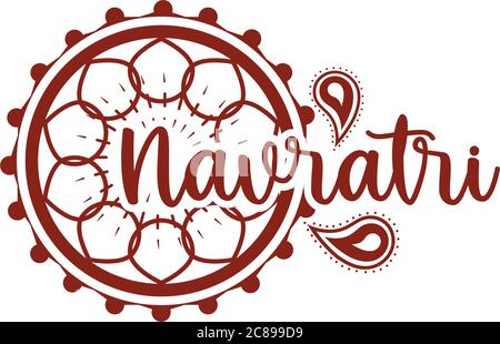 Happy navratri indische Feier, Dekoration Festival Banner Silhouette Stil Symbol Vektor Illustration Stock Vektor