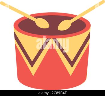 Trommel Instrument musikalische flache Stil Symbol Vektor Illustration Design Stock Vektor