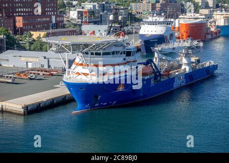 Horizon Star Offshore Supply Schiff mit EINEM Hubschrauber Landeplatz in St. Johns Hafen Port Neufundland Kanada ausgestattet Stockfoto