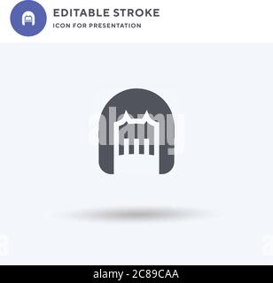 Hair Shape Icon Vektor, gefüllt flat Zeichen, solide Piktogramm isoliert auf weiß, Logo-Illustration. Haarform Symbol für Präsentation. Stock Vektor