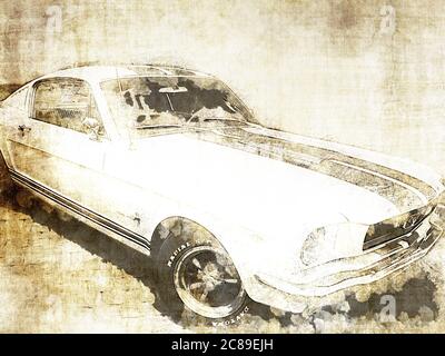 Sepia Vintage Ford Mustang Stockfoto