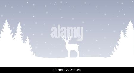 Rentiere in verschneiten Winter Wald Landschaft helle Banner Vektor Illustration EPS10 Stock Vektor