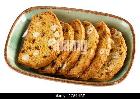 Knusprige Kekse mit Obst. Italienische Biscotti. Stockfoto