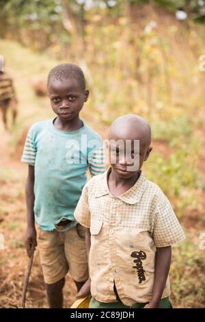 Kinder des Mount Elgon, Uganda, Ostafrika Stockfoto