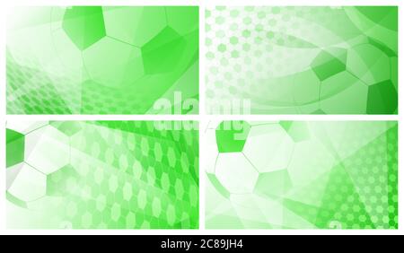 Set aus vier Fußball oder Fußball abstrakten Hintergründe mit großen Ball in grünen Farben Stock Vektor