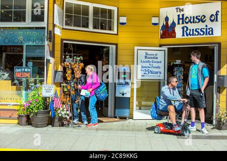 Franklin Street, Juneau, Alaska, Geschäfte in juneau, Touristen, alska, usa, Stockfoto