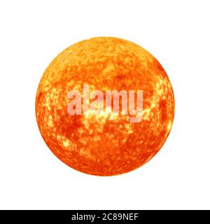 Solarsystem Konzept. Blick auf die volle große Sternsonne aus dem All auf weißem Hintergrund. Elemente dieses Bildes, die von der NASA eingerichtet wurden. 3d-Rendering Stockfoto