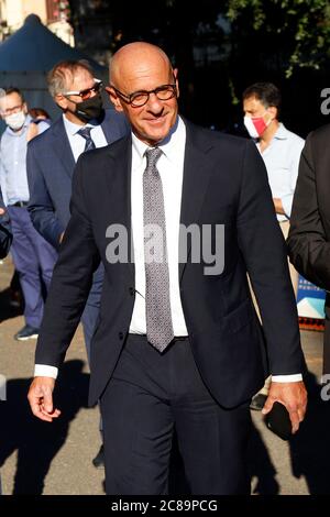 Rom, Italien. Juli 2020. Das Deputate von Fratelli d'Italia Fabio Rampelli während der Veranstaltung "Piazza Italia" im Colle Oppio Park. Rom (Italien), 21. Juli 2020 Foto Samantha Zucchi Insidefoto Kredit: Insidefoto srl/Alamy Live News Stockfoto