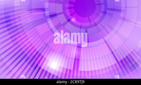 Abstrakter Hintergrund konzentrischer kreisförmiger Elemente und Halbtonpunkte in violetten Farben Stock Vektor