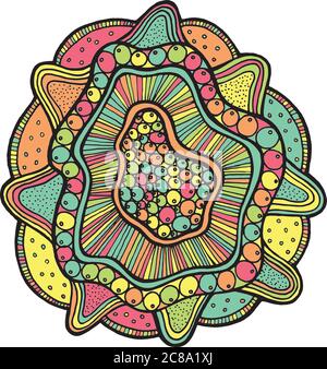 Meer Mandala Blume mit Perle in Schale. Farbversion des Meeres floral Malvorlagen für Erwachsene Malbuch. Abstrakt isolierte Vektorgrafik Stock Vektor