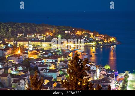 Insel Hvar Stadt Waterfront Luftbild Abend Ansicht, Dalmatien Region Kroatien Stockfoto