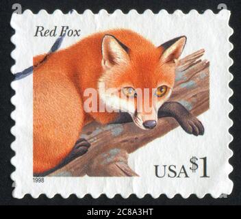 USA - UM 1998: Briefmarke gedruckt von USA, zeigt Fuchs, um 1998 Stockfoto