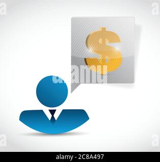 Avatar und Dollar Währungssymbol. Illustration Design auf weißem Hintergrund Stock Vektor