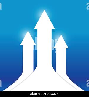 Nach oben Pfeile Illustration Design über einem blauen Hintergrund Stock Vektor